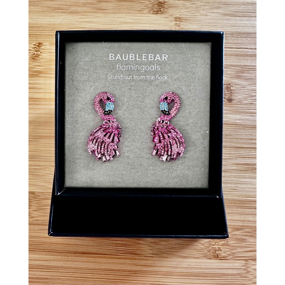 BaubleBar Flamingoals Pink Crystal Flamingo Statement Stud Earrings